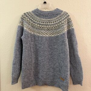 Icewear sky blue wool fair isle crew sweater